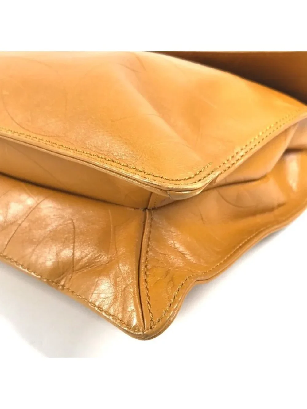 Chanel Shoulder Bag CC Logo All Over Pattern Leather Orange